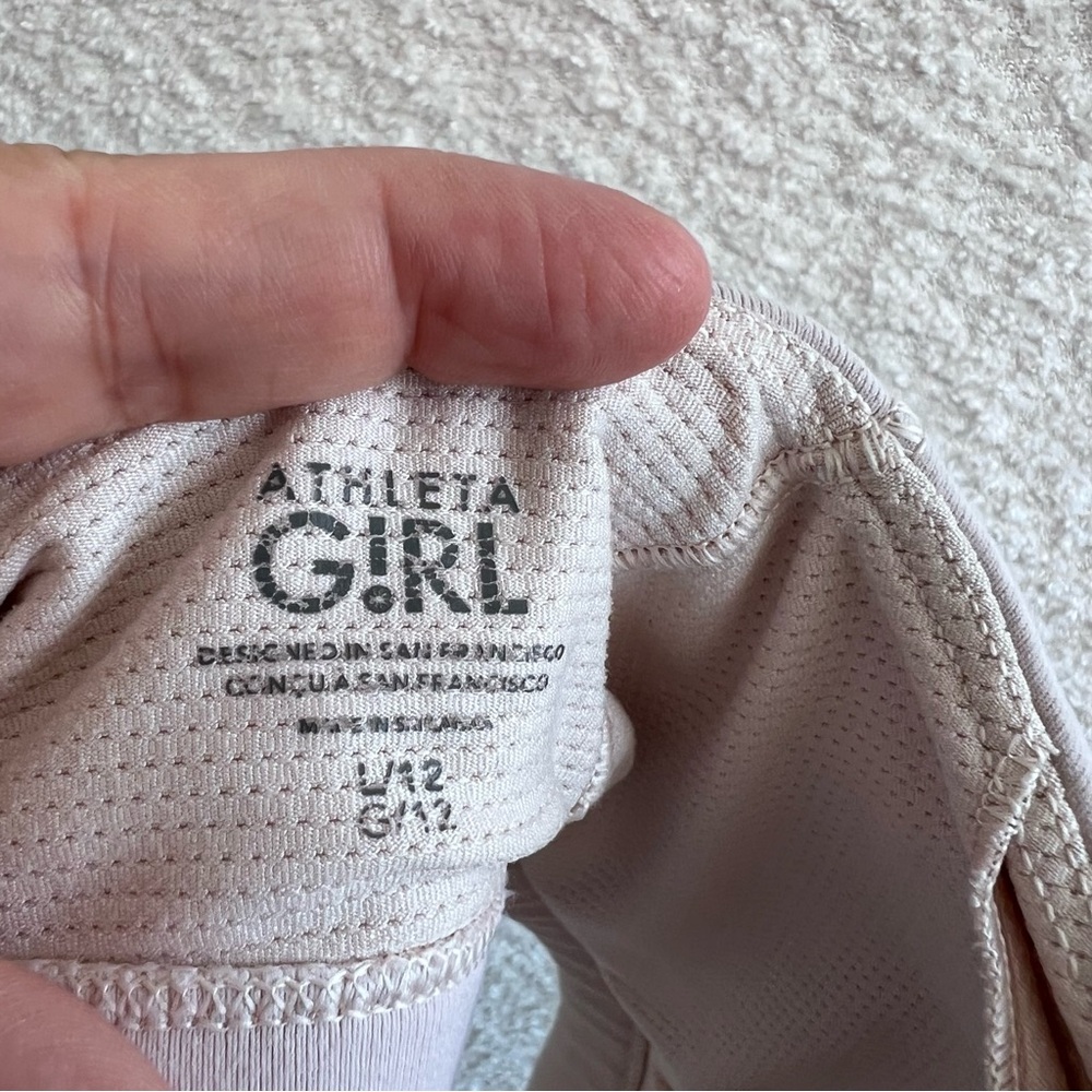 Athleta Girl‎ Sports Bra Criss Cross Back Light Pink Blush Size Large/12 - Picture 2 of 7